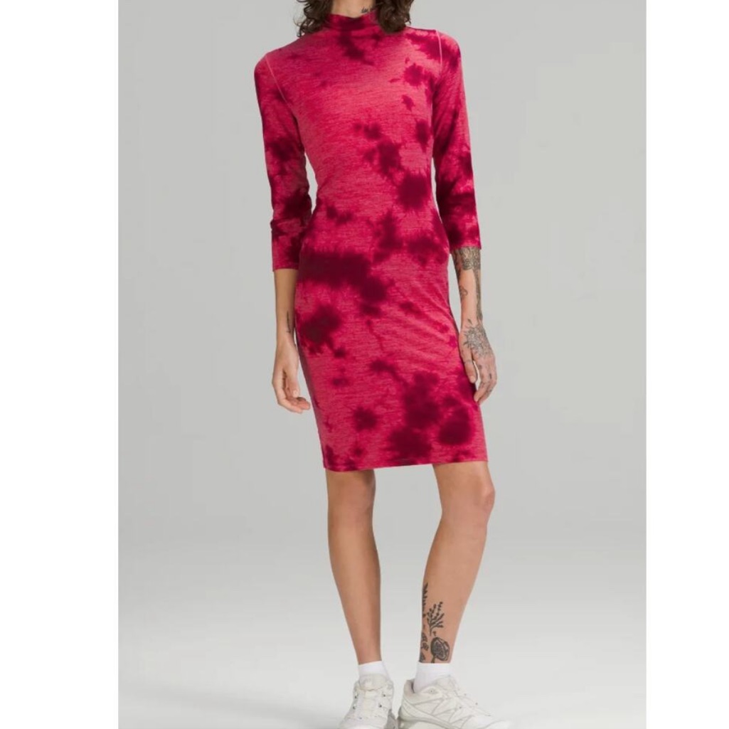 186. Lululemon Lab Wool Blend Tie Dye Dress Mimic Pink Dragonfruit Berry 6